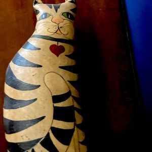 Cat Vintage Hand Painted Folk Art Style Cat
